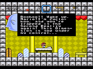 Screenshot Thumbnail / Media File 1 for Super Mario World (USA) [Hack by FPI v1.2] (~Super Mario World - The Second Reality Project 2 - Zycloboo's Challenge)